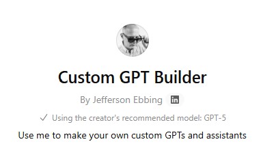 Title card to Jeff's Custom GPT Builder