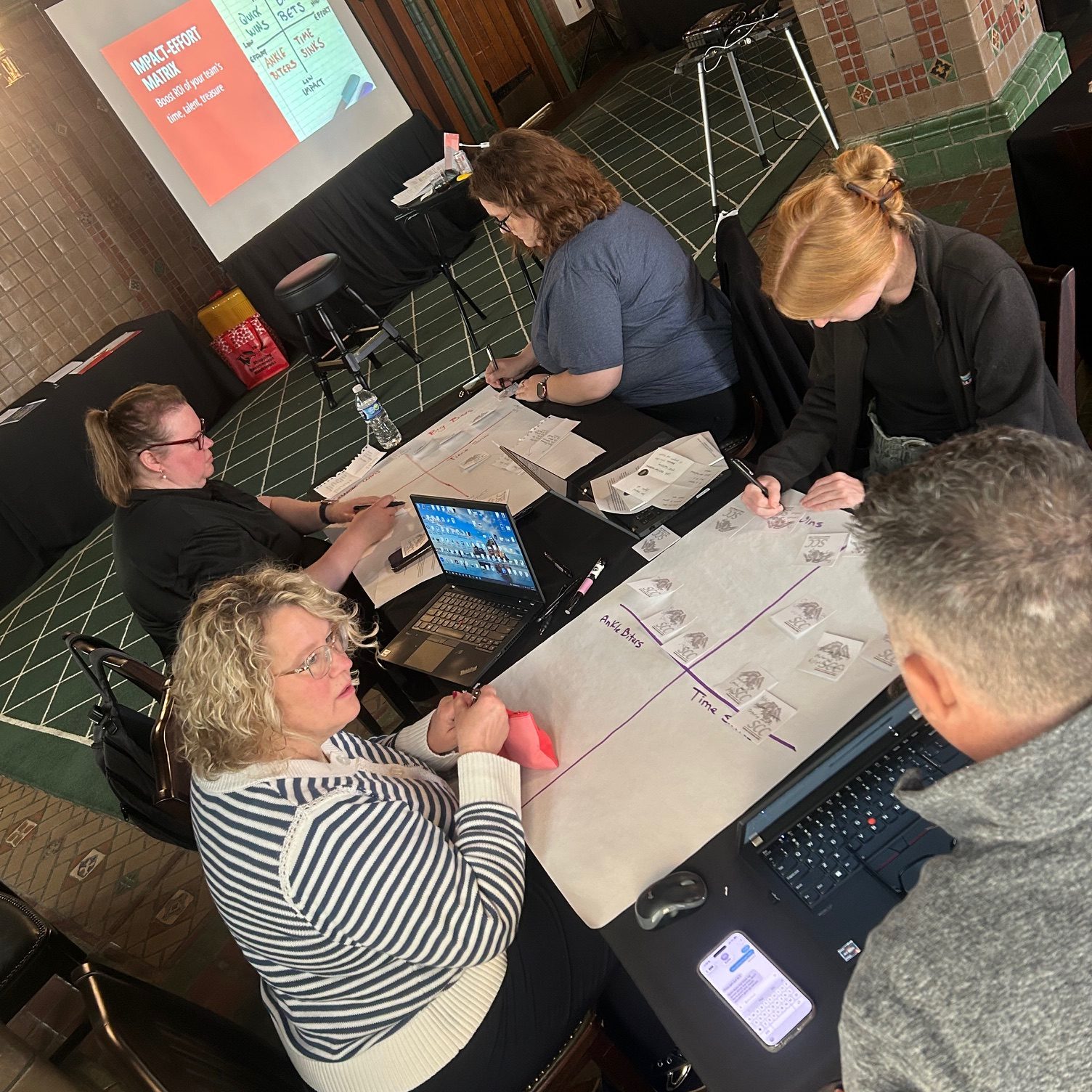 professionals working on an exercise during a workshop.